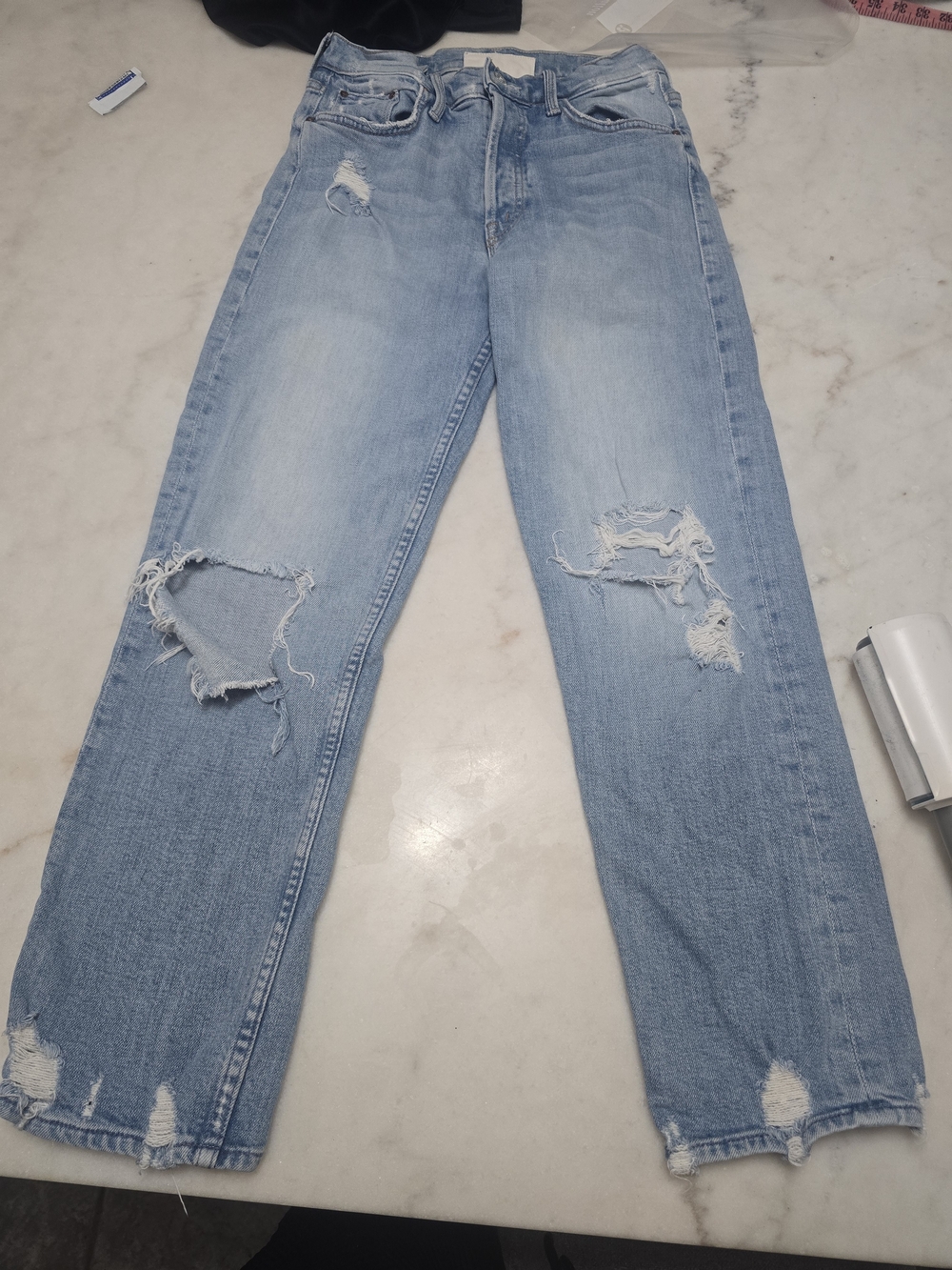 MOTHER Light Blue Distressed Boyfriend Jeans